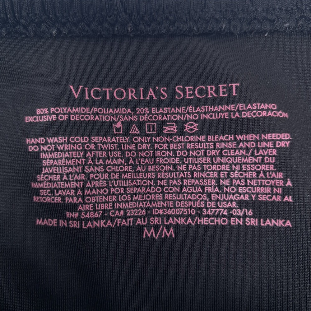 Victoria Secret Ensenada Smocked One Piece Swimsuit Medium M Black Lace Up 34777 - Picture 4 of 6